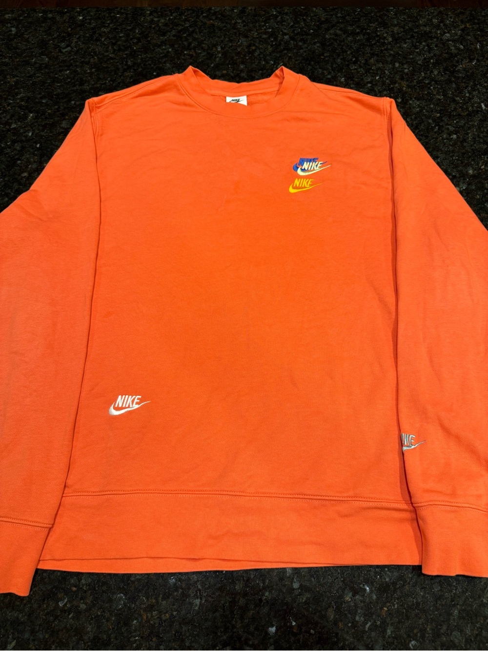 Nike Salmon Long Sleeve Crew Neck Pullover - Large